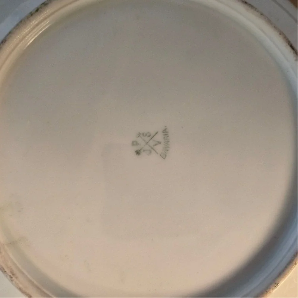 Antique Bavaria JPSV Serving Bowl Green w/ Roses‎ 10